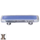 Sietto [P-704-SN] Handmade Glass Cabinet Pull Handle - Reflective - Sky Blue - Satin Nickel Base - 3&quot; C/C - 5&quot; L