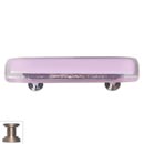 Sietto [P-717-SN] Handmade Glass Cabinet Pull Handle - Reflective - Pink - Satin Nickel Base - 3&quot; C/C - 5&quot; L