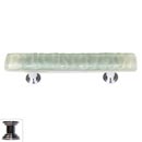 Sietto [SP-201-PC] Handmade Glass Cabinet Pull Handle - Skinny Glacier - Spruce Green - Polished Chrome Base - 3" C/C - 5" L