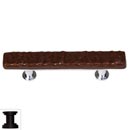 Sietto [SP-209-ORB] Handmade Glass Cabinet Pull Handle - Skinny Glacier - Woodland Brown - Oil Rubbed Bronze Base - 3" C/C - 5" L