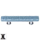 Sietto [SP-215-PC] Handmade Glass Cabinet Pull Handle - Skinny Glacier - Powder Blue - Polished Chrome Base - 5&quot; L