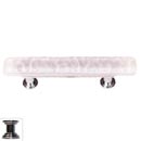 Sietto [SP-228-PC] Handmade Glass Cabinet Pull Handle - Skinny Glacier - Rose - Polished Chrome Base - 3&quot; C/C - 5&quot; L
