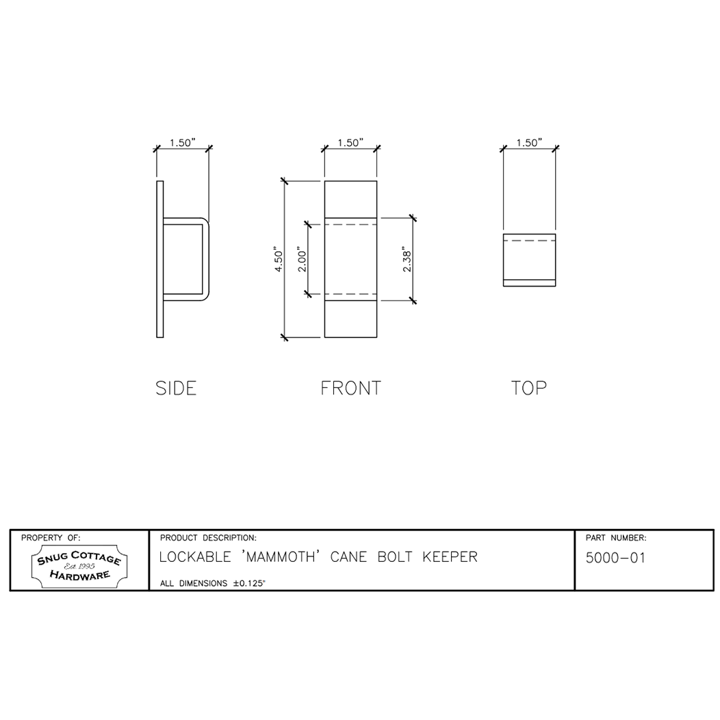 Snug Cottage [5000-01] Gate Cane Bolt Keeeper Plate