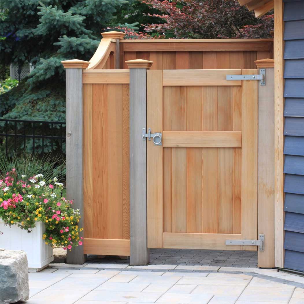 Contemporary Gate featuring Snug Cottage Hardware