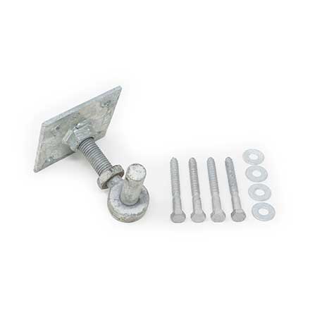 Snug Cottage [8255-342] Steel Heavy Duty Exterior Gate Strap Hinge Pintle - Adjustable Pin on Square Plate - Hot Dipped Galvanized Finish - 4&quot; Sq.