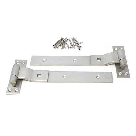 Snug Cottage [6295-12316] Stainless Steel Gate Strap Hinge Set - Contemporary Cranked - Natural Satin Finish - 12&quot; L - Pair