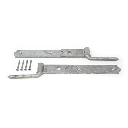 Snug Cottage [8294-122] Forged Steel Gate Strap Hinge Set - Strap w/ Pin to Screw - Hot Dipped Galvanized Finish - 12&quot; L - Pair