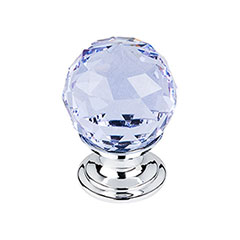 Top Knobs [TK113PC] Crystal Cabinet Knob - Faceted Globe - Light Blue - Polished Chrome Stem - 1 1/8&quot; Dia.