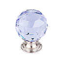 Top Knobs [TK114BSN] Crystal Cabinet Knob - Faceted Globe - Light Blue - Brushed Satin Nickel Stem - 1 3/8&quot; Dia.