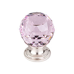 Top Knobs [TK117BSN] Crystal Cabinet Knob - Faceted Globe - Pink - Brushed Satin Nickel Stem - 1 1/8&quot; Dia.