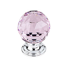 Top Knobs [TK117PC] Crystal Cabinet Knob - Faceted Globe - Pink - Polished Chrome Stem - 1 1/8&quot; Dia.