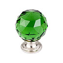 Top Knobs [TK120BSN] Crystal Cabinet Knob - Faceted Globe - Green - Brushed Satin Nickel Stem - 1 3/8&quot; Dia.