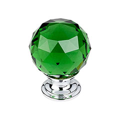 Top Knobs [TK120PC] Crystal Cabinet Knob - Faceted Globe - Green - Polished Chrome Stem - 1 3/8&quot; Dia.