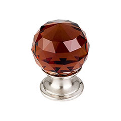 Top Knobs [TK121BSN] Crystal Cabinet Knob - Faceted Globe - Wine - Brushed Satin Nickel Stem - 1 1/8&quot; Dia.