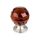 Top Knobs [TK121BSN] Crystal Cabinet Knob - Faceted Globe - Wine - Brushed Satin Nickel Stem - 1 1/8" Dia.