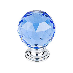 Top Knobs [TK124PC] Crystal Cabinet Knob - Faceted Globe - Blue - Polished Chrome Stem - 1 3/8&quot; Dia.