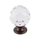 Top Knobs [TK126ORB] Crystal Cabinet Knob - Faceted Globe - Clear - Oil Rubbed Bronze Stem - 1 3/8&quot; Dia.