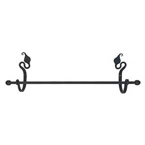 Acorn Manufacturing [LBEBP] Forged Iron Towel Bar - Leaf - Black Finish - 16" L