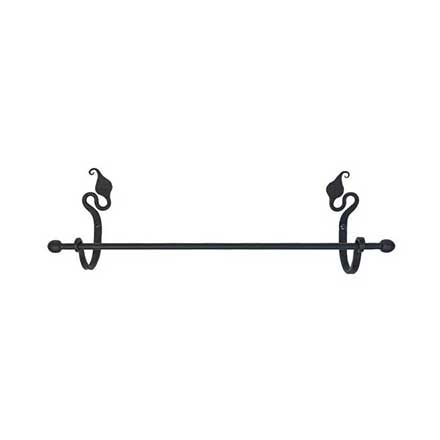 Acorn Manufacturing [LBEBP] Forged Iron Towel Bar - Leaf - Black Finish - 16&quot; L