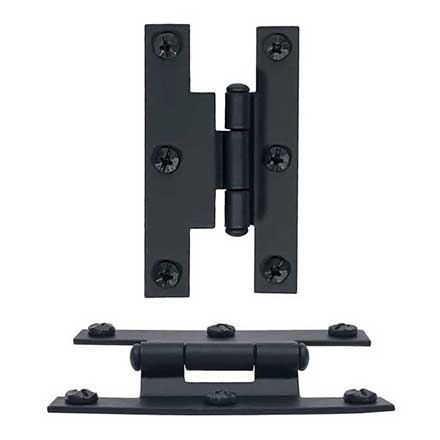 Acorn Manufacturing [AH2BQ] Steel Cabinet H-Hinge - Surface Mount - 3/8&quot; Offset  - Matte Black Finish - 3&quot; H x 1 11/16&quot; W