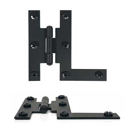 Acorn Manufacturing [AH3BQ] Steel Cabinet HL-Hinge - Surface Mount - Flush - Matte Black Finish - 3&quot; H x 3 5/16&quot; W - Pair