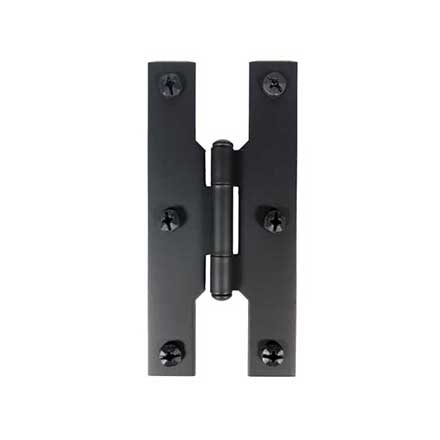 Acorn Manufacturing [AH5BQ] Steel Cabinet H-Hinge - Surface Mount - Flush - Matte Black Finish - 4&quot; H x 1 7/8&quot; W - Pair