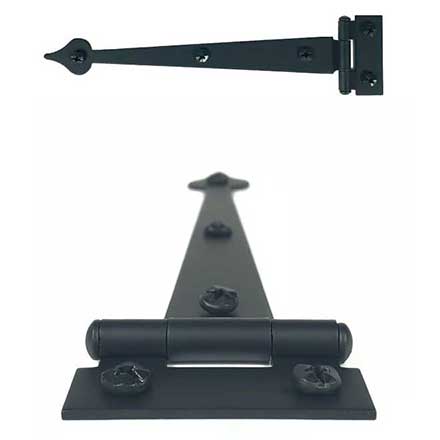 Acorn Manufacturing [AIJBQ] Steel Cabinet Strap Hinge - Heart End - Surface Mount - Flush - Matte Black Finish - 7 3/8&quot; L - Pair