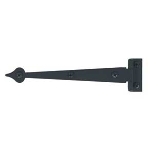 Acorn Manufacturing [AIKBQ] Steel Cabinet Strap Hinge - Heart End - Surface Mount - 3/8" Offset - Matte Black Finish - 7 3/8" L - Pair