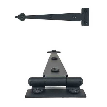 Acorn Manufacturing [AIKBQ] Steel Cabinet Strap Hinge - Heart End - Surface Mount - 3/8&quot; Offset - Matte Black Finish - 7 3/8&quot; L - Pair