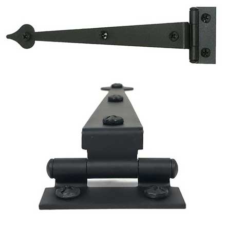 Acorn Manufacturing [AIVBQ] Steel Cabinet Strap Hinge - Heart End - Surface Mount - 3/4&quot; Offset - Matte Black Finish - 6 3/4&quot; L - Pair