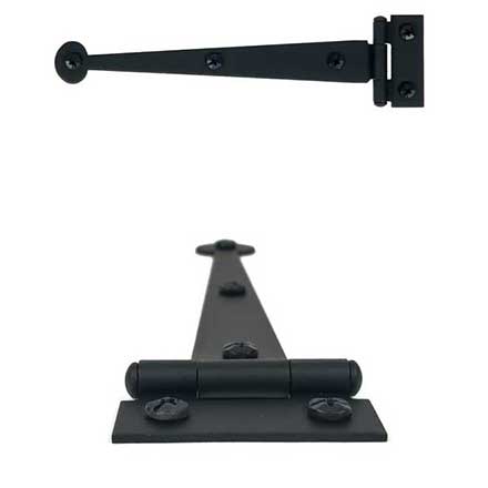 Acorn Manufacturing [AIXBQ] Steel Cabinet Strap Hinge - Bean End - Surface Mount - Flush - Matte Black Finish - 6 7/8&quot; L - Pair