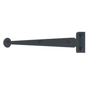 Acorn Manufacturing [RIYBQ] Steel Cabinet Strap Hinge - Bean End - Rough - Surface Mount - 3/8" Offset - Matte Black Finish - 6 7/8" L - Pair