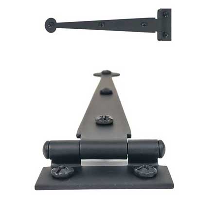 Acorn Manufacturing [AIYBQ] Steel Cabinet Strap Hinge - Bean End - Surface Mount - 3/8&quot; Offset - Matte Black Finish - 6 7/8&quot; L - Pair