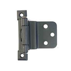 Acorn Manufacturing [AJ3BQ] Steel Partial Overlay Cabinet Hinge - Surface Mount - 3/8" Inset - Self Closing - Matte Black Finish - 2 5/8" H x 1 1/4" W - Pair