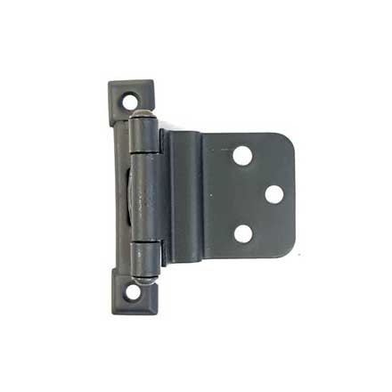 Acorn Manufacturing [AJ3BQ] Steel Partial Overlay Cabinet Hinge - Surface Mount - 3/8&quot; Inset - Self Closing - Matte Black Finish - 2 5/8&quot; H x 1 1/4&quot; W - Pair