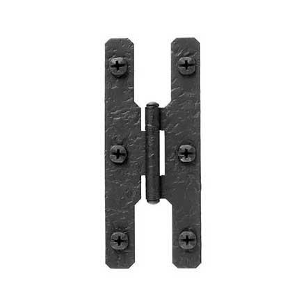 Acorn Manufacturing [RHBBQ] Steel Cabinet H-Hinge - Rough - Surface Mount - Flush - Matte Black Finish - 4 1/2&quot; H x 1 7/8&quot; W - Pair