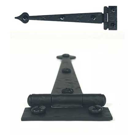 Acorn Manufacturing [RI4BQ] Steel Cabinet Strap Hinge - Heart End - Rough - Surface Mount - Flush - Matte Black Finish - 7 3/8&quot; L - Pair