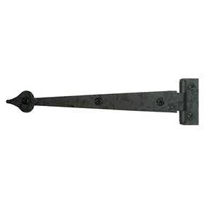 Acorn Manufacturing [RI9BQ] Steel Cabinet Strap Hinge - Heart End - Rough - Surface Mount - 3/8" Offset - Matte Black Finish - 7 1/8" L - Pair