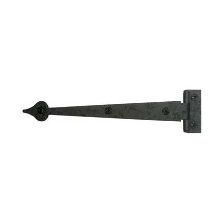 Acorn Manufacturing [RI9BQ] Steel Cabinet Strap Hinge - Heart End - Rough - Surface Mount - 3/8&quot; Offset - Matte Black Finish - 7 1/8&quot; L - Pair