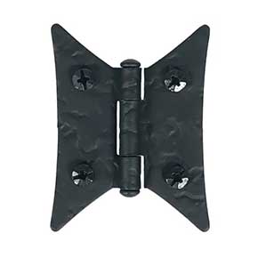 Acorn Manufacturing [RJ1BQ] Steel Cabinet Butterfly Hinge - Rough - Surface Mount - Flush - Matte Black Finish - 2 9/16" H x 2" W - Pair