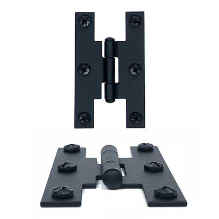 Acorn Manufacturing [AH1BQ] Steel Cabinet H-Hinge - Surface Mount - Flush - Matte Black Finish - 3&quot; H x 1 13/16&quot; W - Pair