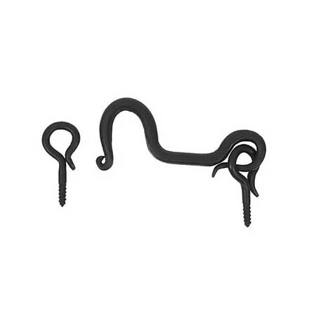 Acorn Manufacturing [ALPBP] Forged Iron Cabinet Latch - Hook &amp; Eye - Matte Black Finish - 3&quot; L