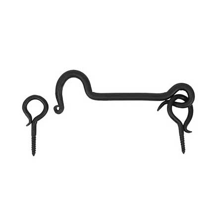 Acorn Manufacturing [ALQBP] Forged Iron Cabinet Latch - Hook &amp; Eye - Matte Black Finish - 5&quot; L