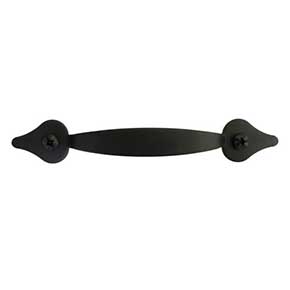Acorn Manufacturing [APBBP] Forged Iron Cabinet Pull Handle - Smooth - Spear Ends - Matte Black Finish - 3 9/16" C/C - 5 1/16" L