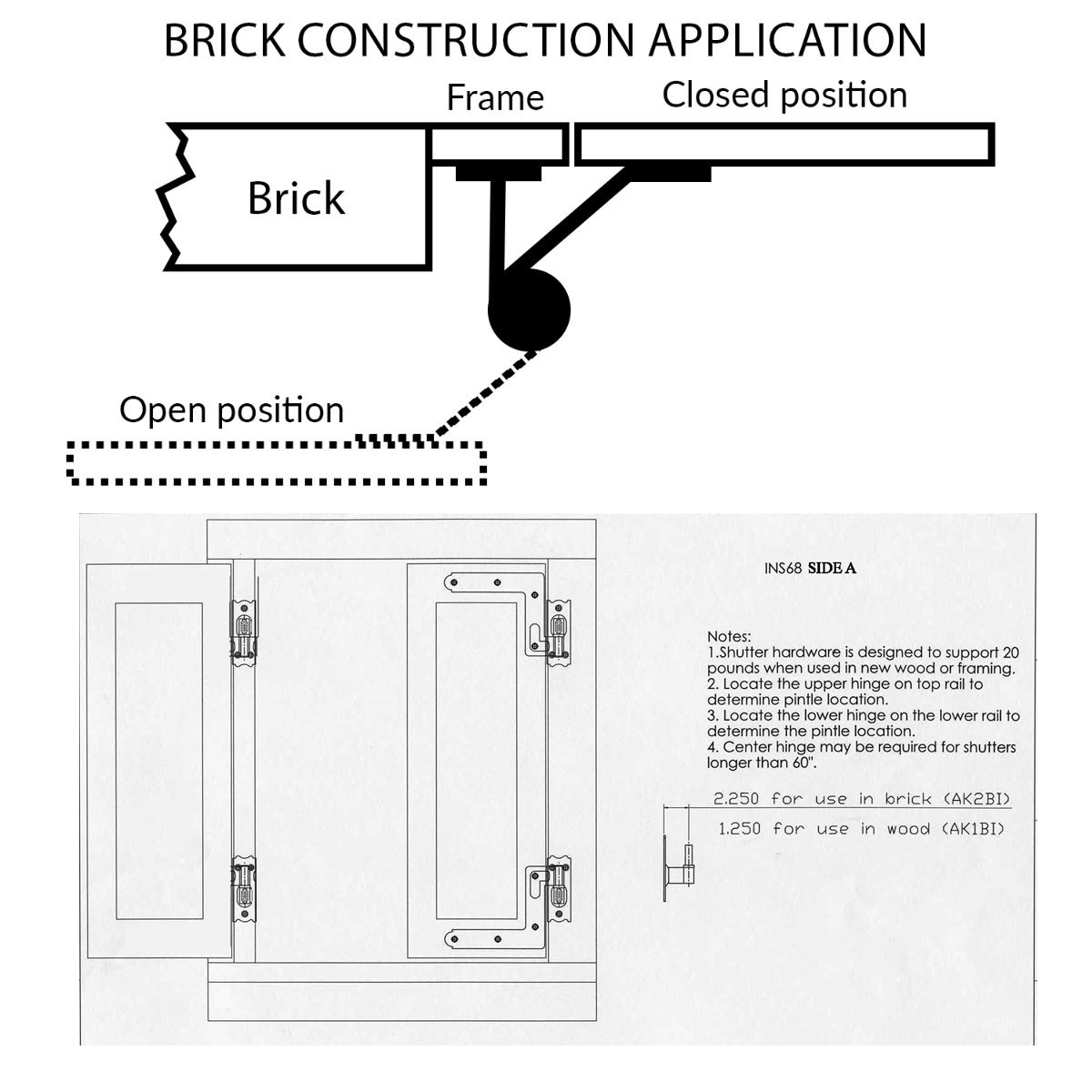Acorn [AK2BI] Shutter Hinge Set