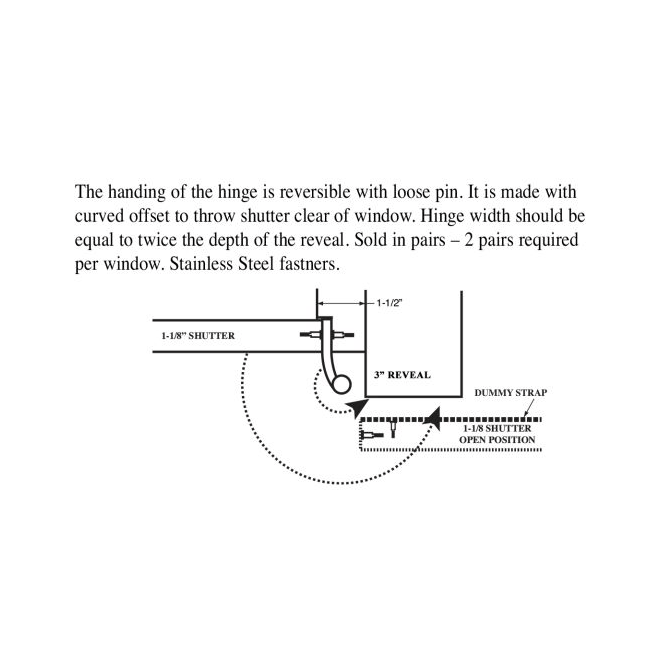 Acorn Manufacturing [RK3BQ] Cast Iron Curved Shutter Hinge 3" H x 6