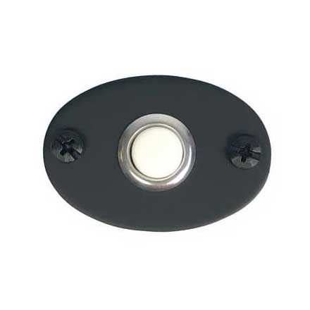 Acorn Manufacturing [AMQBP] Forged Iron Door Bell Button - Bean - Smooth - Matte Black Finish - 2 3/8&quot; L