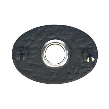 Acorn Manufacturing [RLJBP] Forged Iron Door Bell Button - Bean - Rough - Matte Black Finish - 2 3/8&quot; L