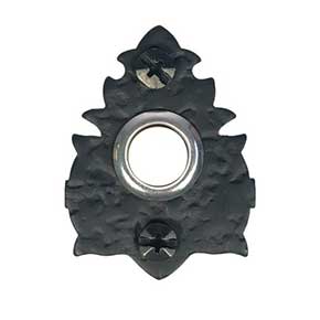 Acorn Manufacturing [WMKBP] Forged Iron Door Bell Button - Warwick - Rough - Matte Black Finish - 2 1/8" L