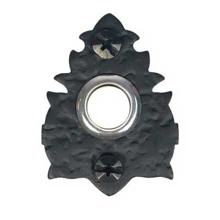 Acorn Manufacturing [WMKBP] Forged Iron Door Bell Button - Warwick - Rough - Matte Black Finish - 2 1/8&quot; L